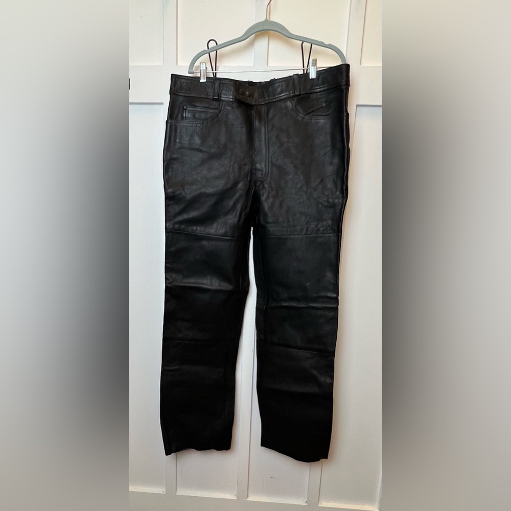 VTG Vetter Leather Black Motorcycle Pant 40 Thick Heavy Men Biker Festival Cyber